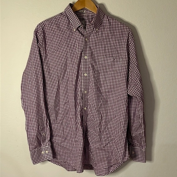 Peter Millar sz L purple white checkered button down shirt good pre owned cond - Picture 1 of 5